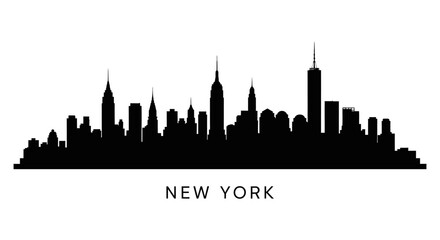 Obraz premium New York City Skyline Silhouette - Black and White Vector Illustration