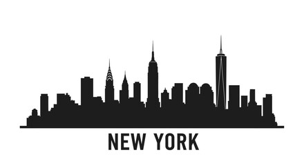 Obraz premium New York City Skyline Silhouette - Black and White Vector Illustration