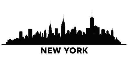 Obraz premium New York City Skyline Silhouette - Black and White Vector Illustration