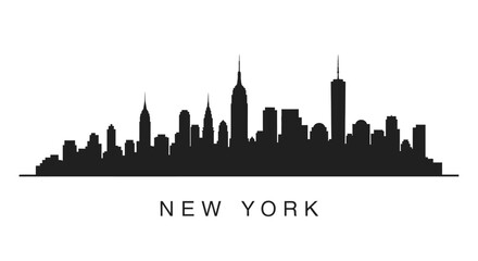Obraz premium New York City Skyline Silhouette - Black and White Vector