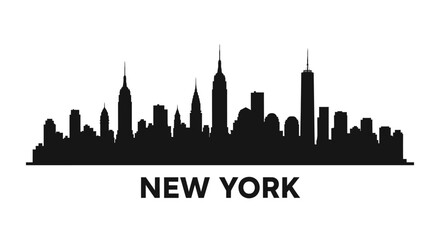 Obraz premium New York City Skyline Silhouette - Black and White Vector Illustration