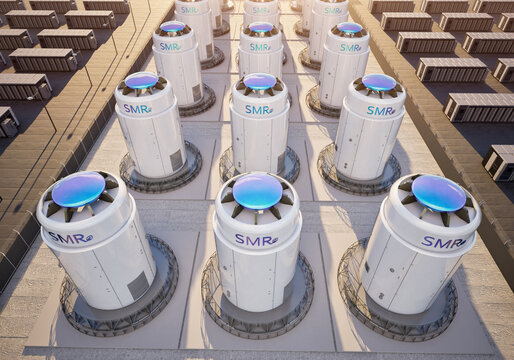 Smr or small modular nuclear reactors with energy storage system or battery container units
