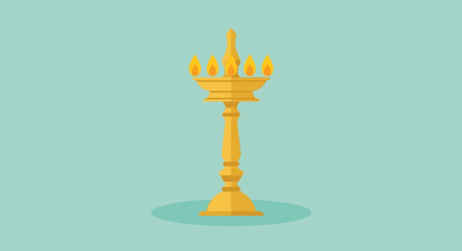 Golden ornate candelabra with multiple candle holders.