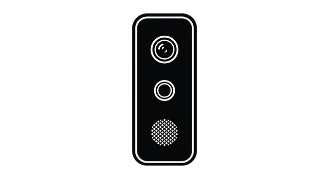 video doorbell with camera and microphone black and white silhouette