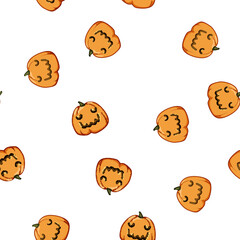 Fototapeta premium pattern face pumpkin halloween character cartoon. ghost cat, eyes banner, mascot seamless face pumpkin halloween character sign vector