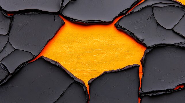Cracked Black Earth with Glowing Lava Lava Flow Emerging Through a Thick Cracked Surface