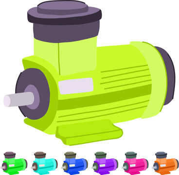brushless electric motor cartoon. commutator rotor, windings magnetic, dc ac brushless electric motor sign vector