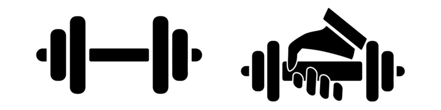 Dumbbell weight training icon, logo, symbol, clipart vector illustration. PNG. Editable stroke. Fitness Equipment icon.