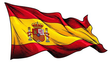 Spain national flag waving in pop art comic style © Royal Studio