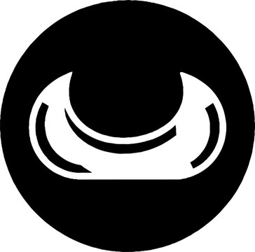 Minimalist black and white crescent moon design.