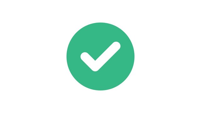 Animated reveal of a white checkmark icon in a green circle. Check Mark, Tick, Yes, OK Symbol Animation. approved tick mark icon
