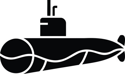Stylized black silhouette of a submarine with a periscope and tail fin © MD HASAN