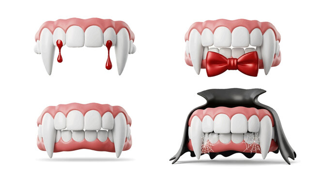 Teeth with various accessories on display from multiple angles
