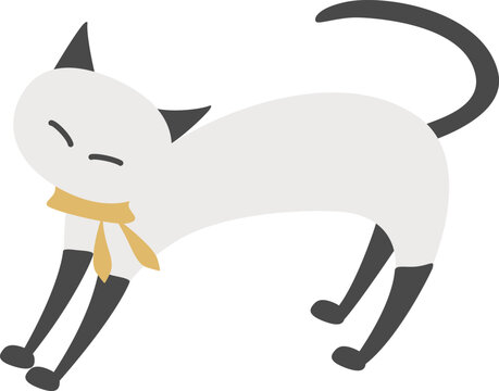 伸びをしている猫