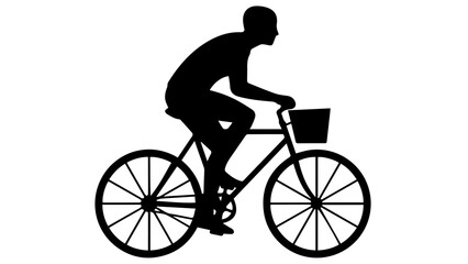 Fototapeta premium Cyclist Riding Bicycle Silhouette Minimalist Black and White Vector Illustration