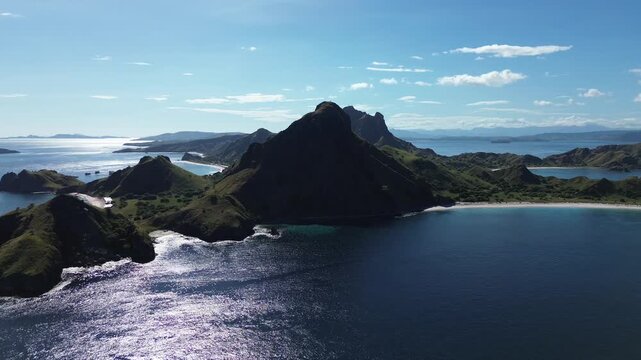 Aerial 4K Drone Footage Padar Island Komodo National Park Indonesia Volcanic Scenic