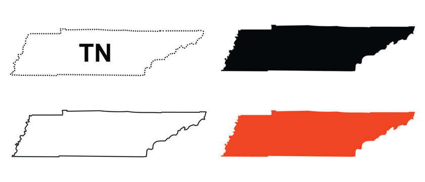 Tennessee TN state map outline and flat silhouette vector illustration for infographic design
