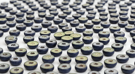 Fototapeta premium Fresh Mushroom Slices Arranged in a Repeating Pattern