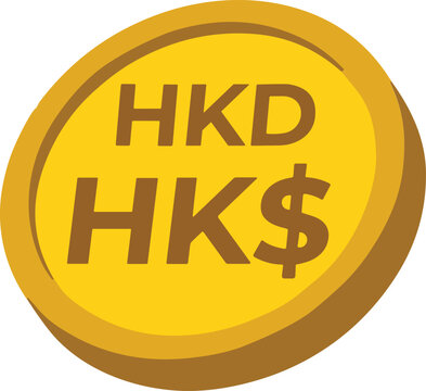 Hong Kong Dollar gold coin with HKD text. Yellow gold coin featuring HKD text and HK dollar symbol