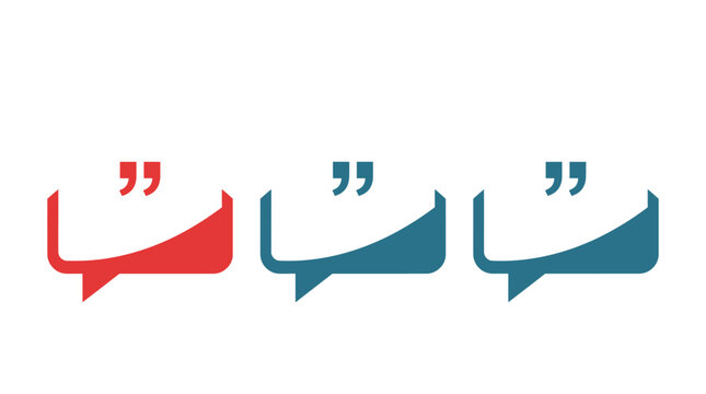 Colorful quote speech bubbles in red, blue, and green for comments and testimonials