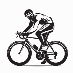 Fototapeta premium Road Cyclist Side View Logo Vector Illustration On White Background