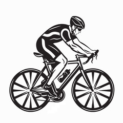 Fototapeta premium Road Cyclist Side View Logo Vector Illustration On White Background
