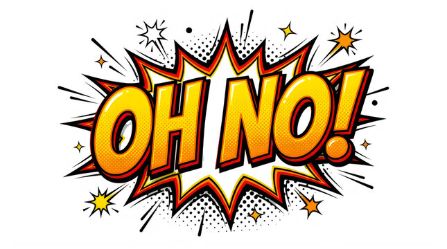 Explosion comic speech bubble with oh no text isolated on transparent background