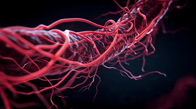 Detailed Human Blood Vessel Network with Capillary Structure Medical Illustration