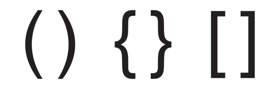 Bracket icon set curly braces parentheses symbols for graphic design and coding vector collection.