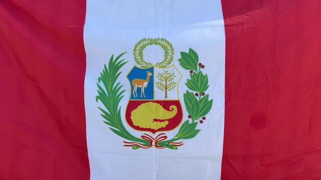 Peruvian Flag hung on building