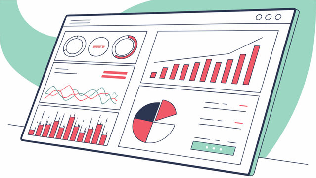 Data Visualization Interface With Charts And Graphs Vector Illustration