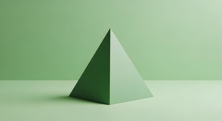 Fototapeta premium Elegant pyramid studio shot for modern background designs and creative templates, simple geometry in pastel green tones makes a soothing contemporary backdrop