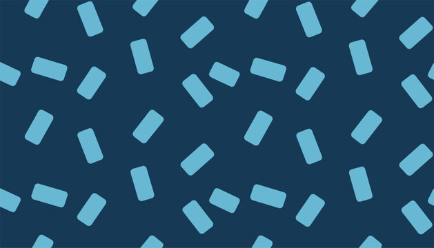 Minimalist seamless pattern of light blue sprinkles or abstract rectangles on a dark navy blue background.