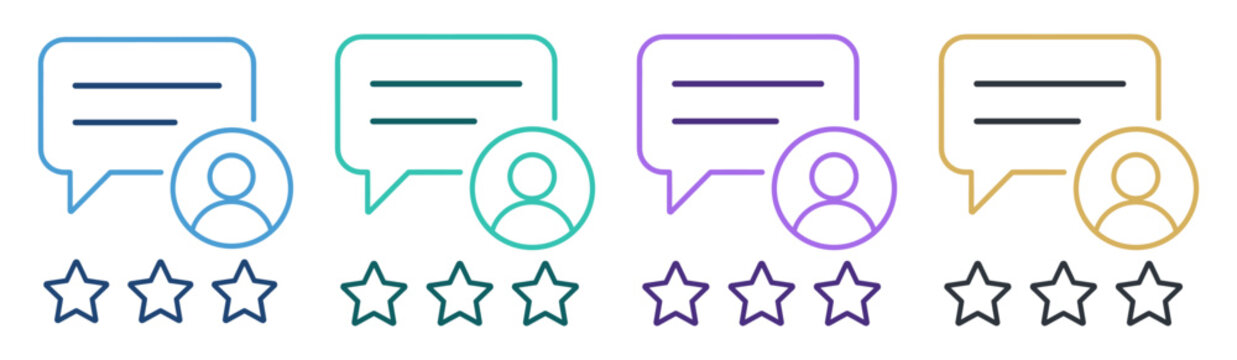 customer review chat message rating icon set on transparent background