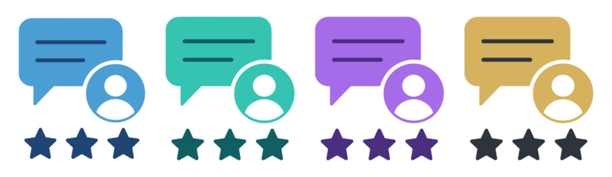 chat customer review rating user stars icon set on transparent background