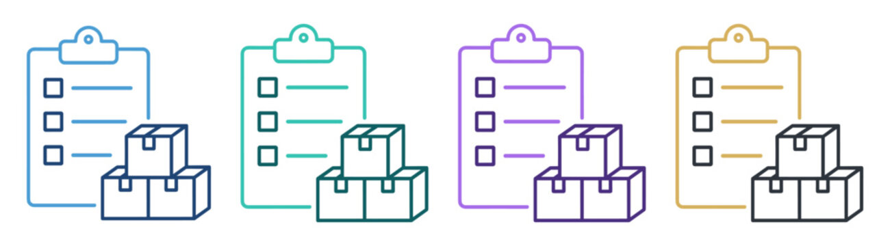 clipboard checklist stacked boxes outline icon on transparent background