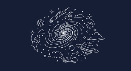 Space galaxy and planets illustration © Rondo