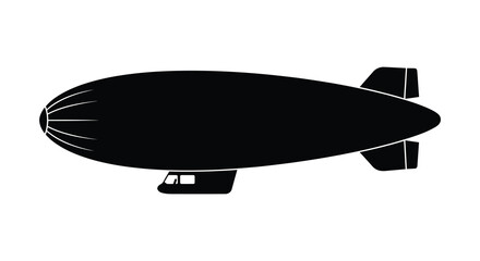 Airship Silhouette On White Background A Classic Transportation Design © Skb Creation