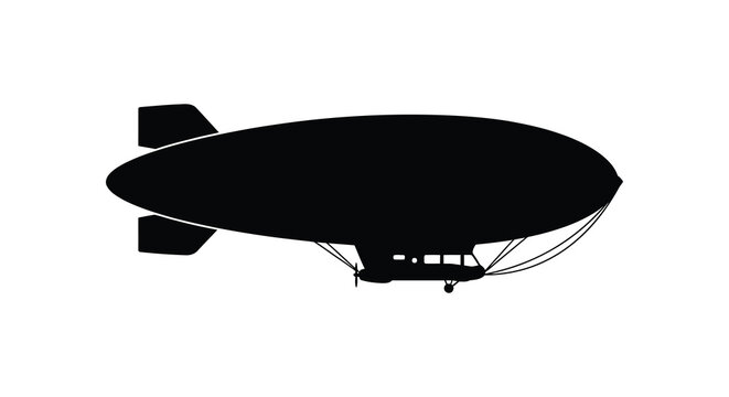 Airship Silhouette Against White Background A Vintage Transportation Design