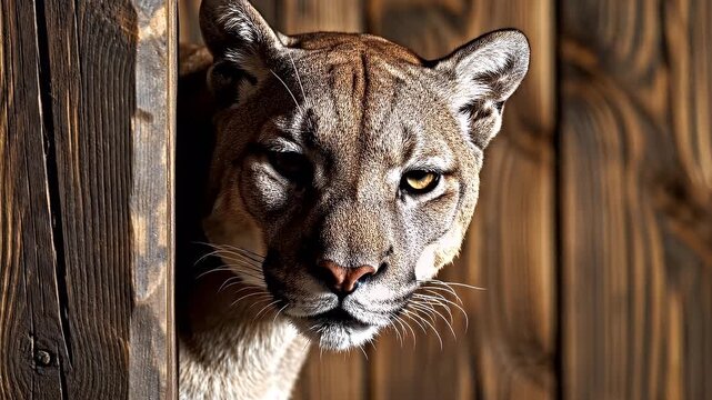 Close up portrait of a cougar looking at the camera