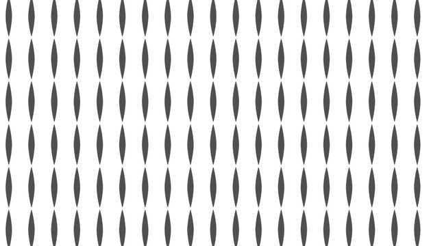 Minimalist abstract pattern features rows of repeating dark grey spindle shapes aligned on a white background.