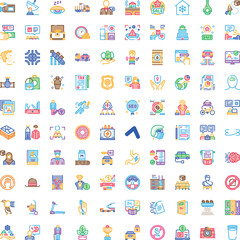 Fototapeta premium Large colorful set of modern outline icons covering business, finance, health, food, web and lifestyle concepts for ui, infographics and digital projects - 160 plus icons -
