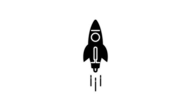 Space rocket vector illustration icon on white background. Motion graphic 4k animation video.