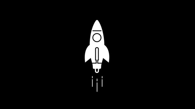 Space rocket vector illustration icon on white background. Motion graphic 4k animation video.