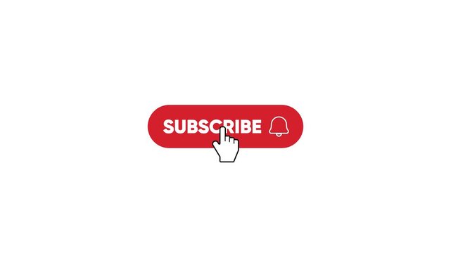 subscribe button with bell icon click animation pack, mouse cursor clicking subscribed button compilation on green screen