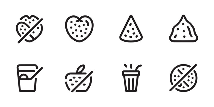 Food and Drink Restrictions Line Icons Set