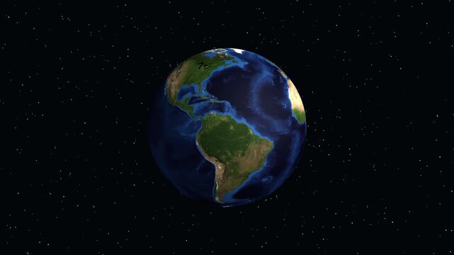 Digital Animation Zooming into Evansville Indiana on a Rotating Earth Globe