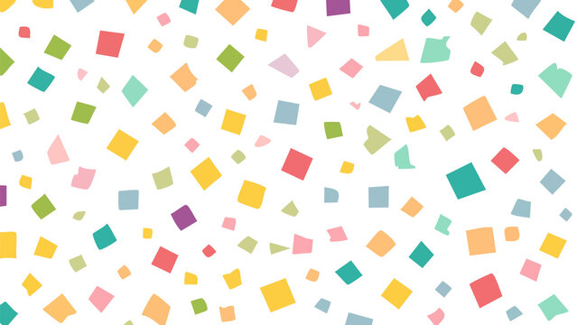 Cute Colorful Confetti Paper Pieces Background with Multicolored Abstract Shapes