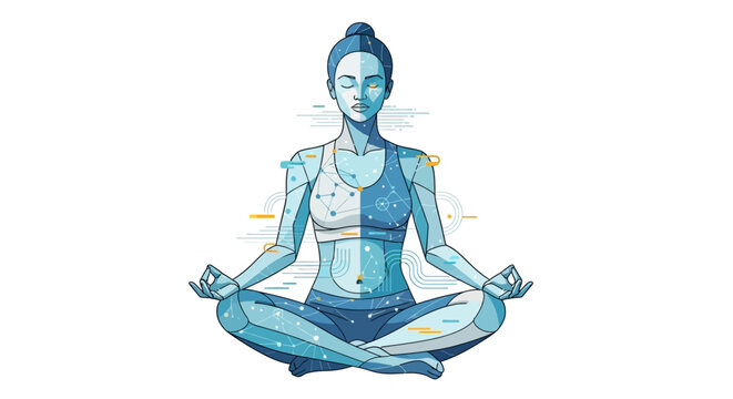 Woman in yoga meditation pose lotus.