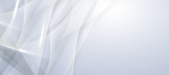 Fototapeta premium Smooth abstract white background with flowing waves and light halftone patterns.